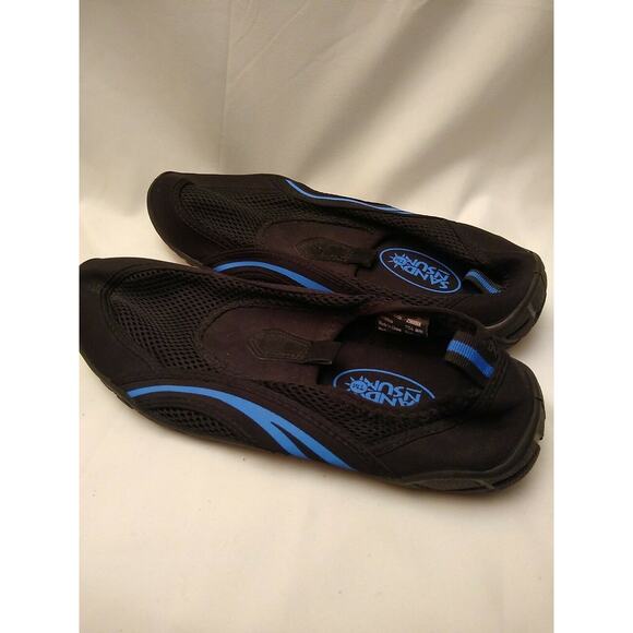 Aqua Water Beach Pool Shoes Sand N Sun Mens Size 9 Black Mesh Slip Ons - Picture 1 of 6